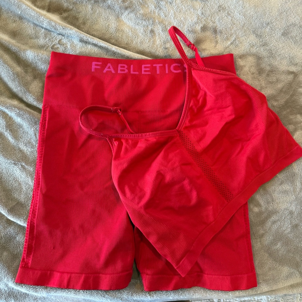 Fabletics Vibrant Red Sports Bra Set